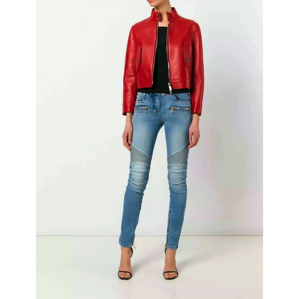 Balmain Indigo Classic Slim Biker Jeans Authentic Size FR 38/US 6